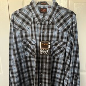 Vintage NWT Plains Western Wear  Men's Shirt with pearl snap buttons Sz 2X